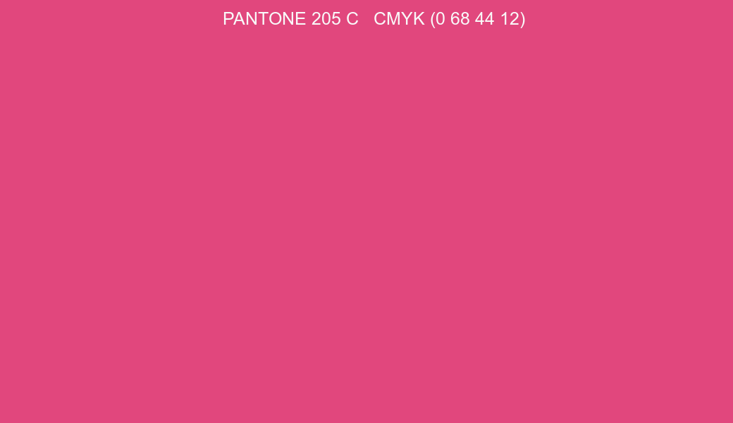 Color PANTONE 205 C to CMYK (0 68 44 12) converter