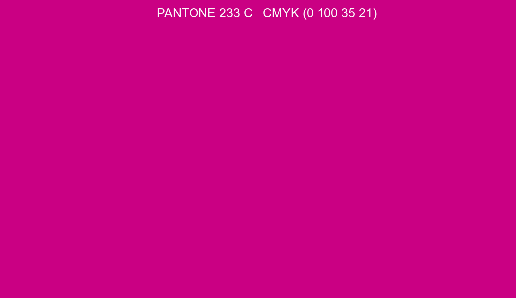 Color PANTONE 233 C to CMYK (0 100 35 21) converter