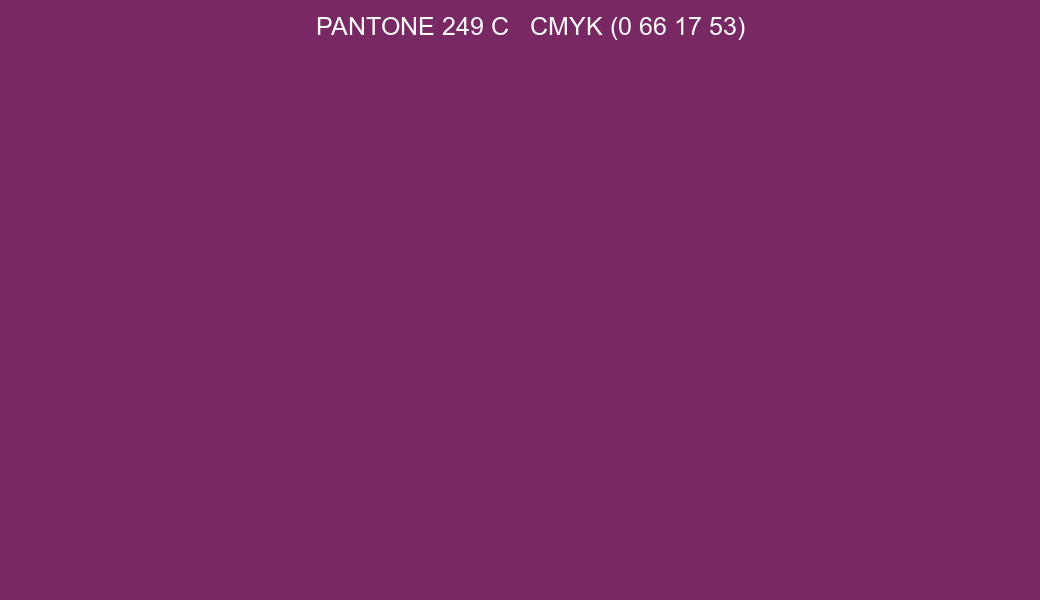 Color PANTONE 249 C to CMYK (0 66 17 53) converter