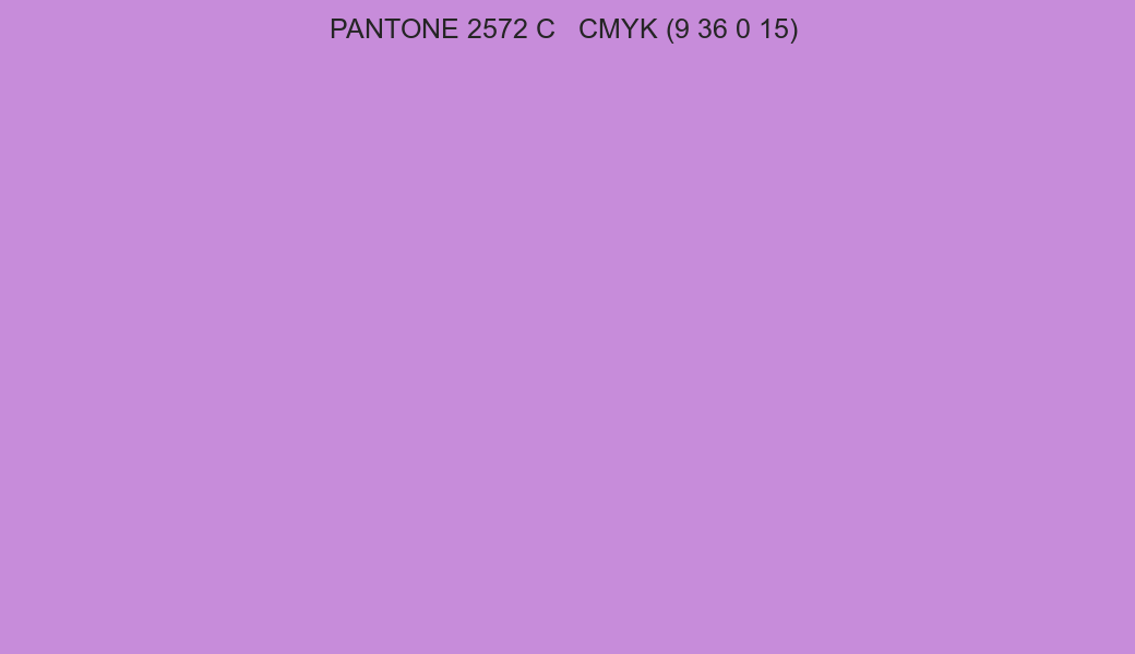Color PANTONE 2572 C to CMYK (9 36 0 15) converter