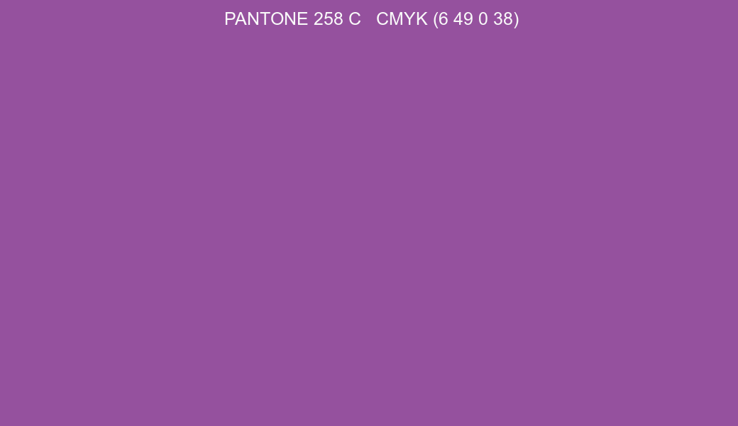 Color PANTONE 258 C to CMYK (6 49 0 38) converter
