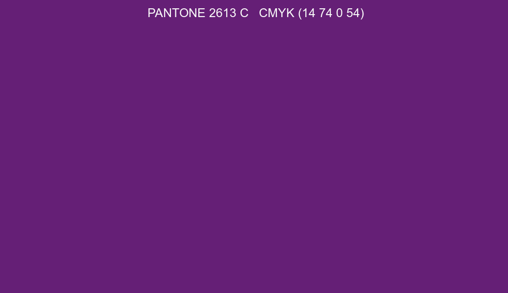 Color PANTONE 2613 C to CMYK (14 74 0 54) converter