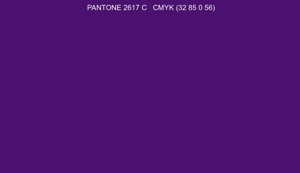 Color PANTONE 2617 C to CMYK (32 85 0 56) converter