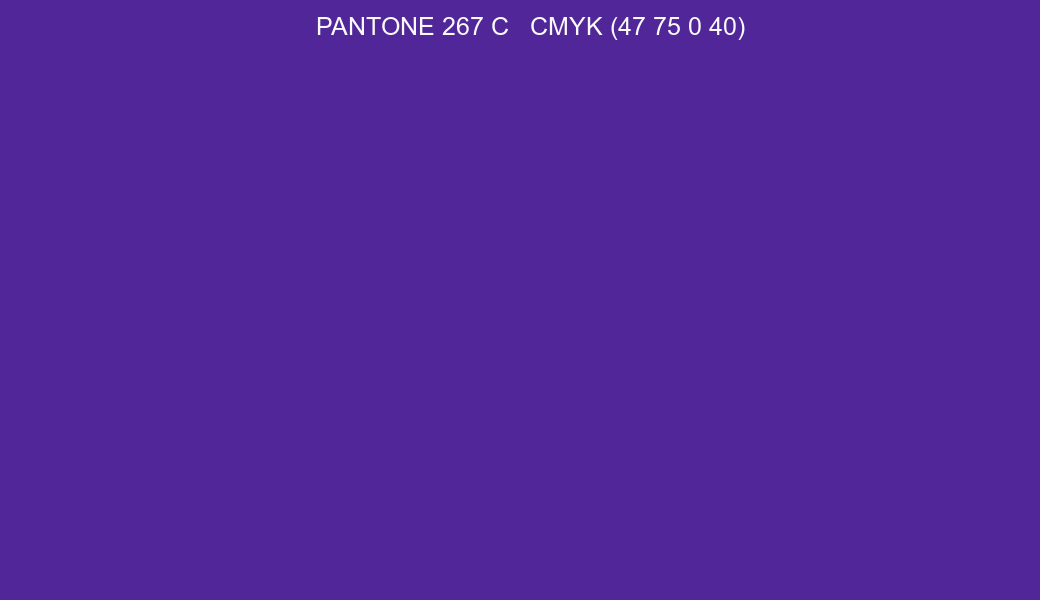 Color PANTONE 267 C to CMYK (47 75 0 40) converter