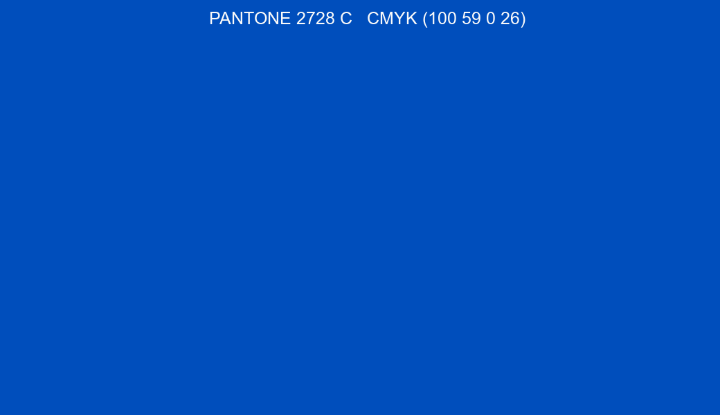 Color PANTONE 2728 C to CMYK (100 59 0 26) converter