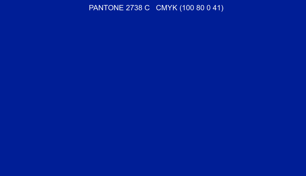 Color PANTONE 2738 C to CMYK (100 80 0 41) converter