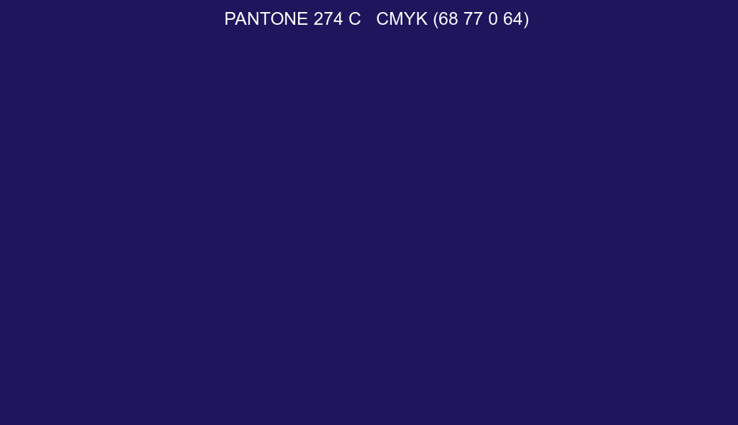 Color PANTONE 274 C to CMYK (68 77 0 64) converter