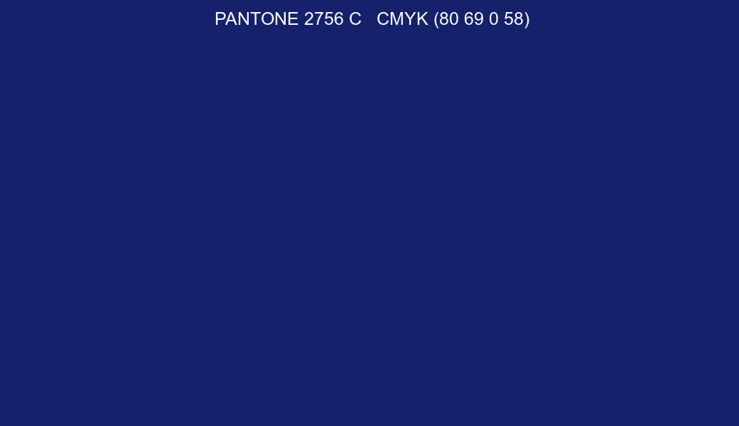 Color PANTONE 2756 C to CMYK (80 69 0 58) converter