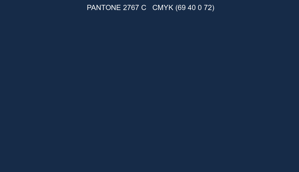 Color PANTONE 2767 C to CMYK (69 40 0 72) converter