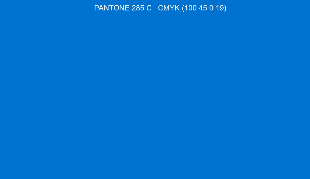 Color PANTONE 285 C to CMYK (100 45 0 19) converter