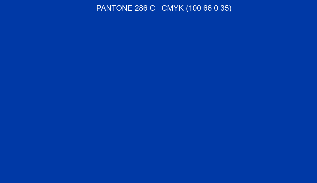 Color PANTONE 286 C to CMYK (100 66 0 35) converter