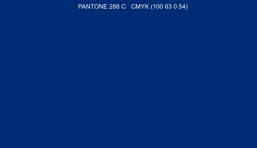 Color PANTONE 288 C to CMYK (100 63 0 54) converter
