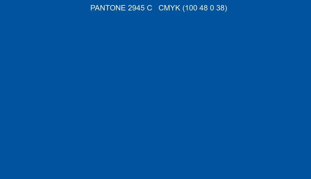 Color PANTONE 2945 C to CMYK (100 48 0 38) converter