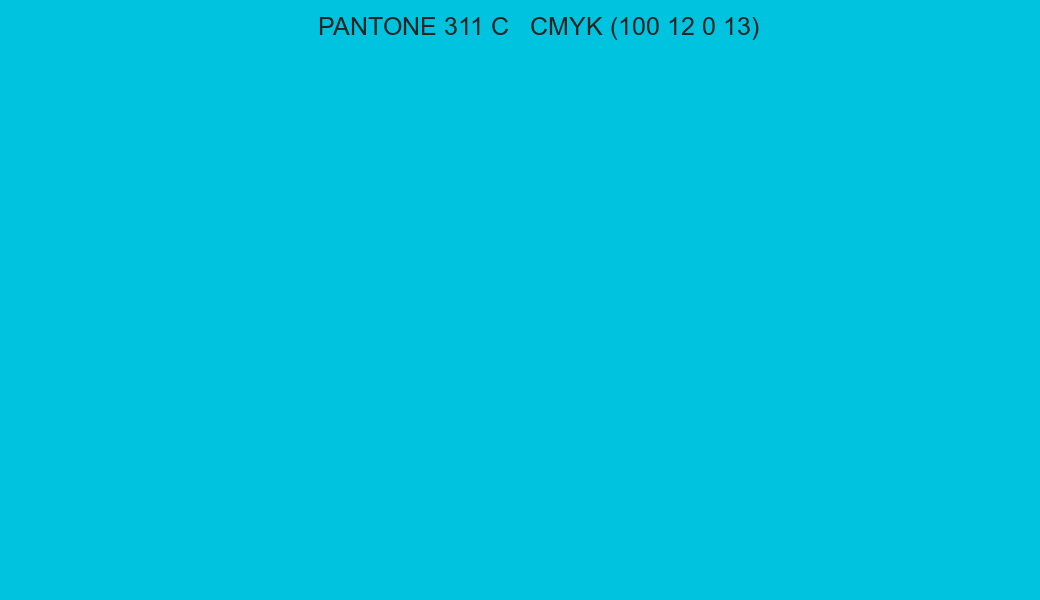 Color PANTONE 311 C to CMYK (100 12 0 13) converter
