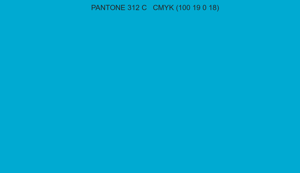 Color PANTONE 312 C to CMYK (100 19 0 18) converter