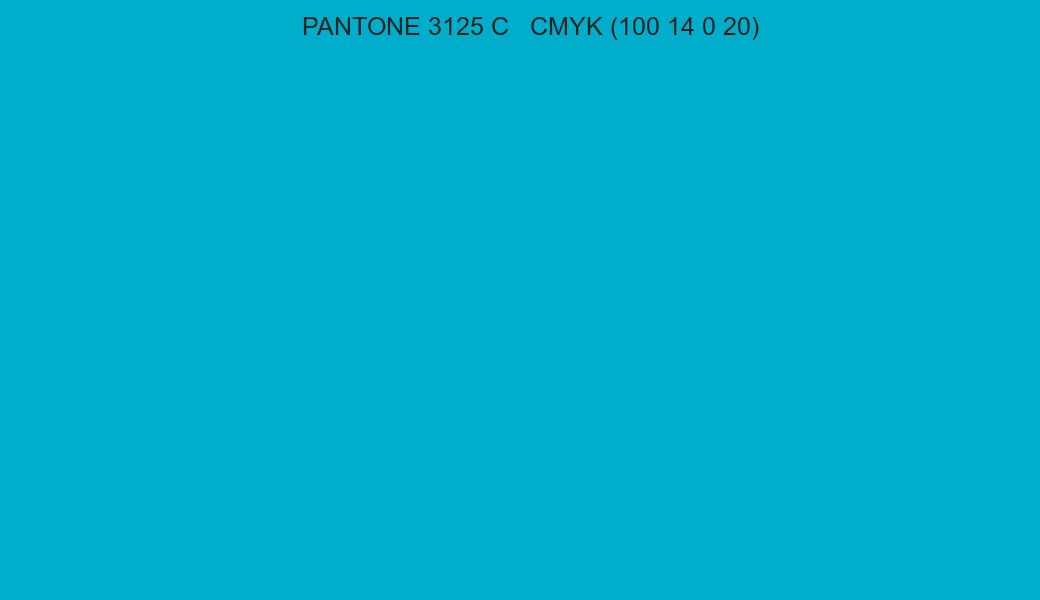 Color PANTONE 3125 C to CMYK (100 14 0 20) converter