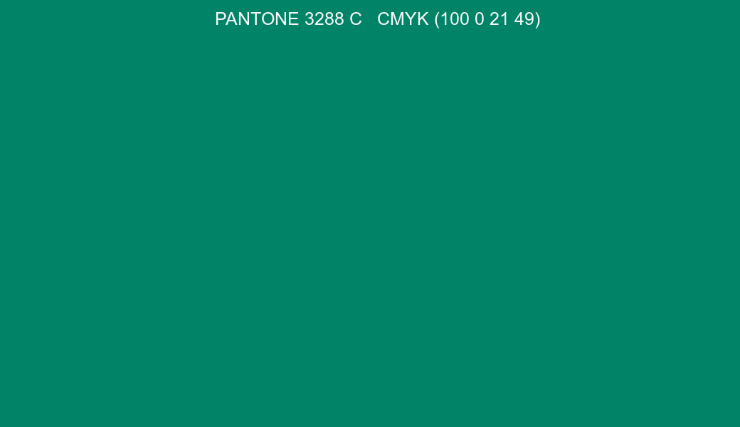 Color PANTONE 3288 C to CMYK (100 0 21 49) converter