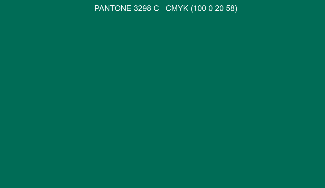 Color PANTONE 3298 C to CMYK (100 0 20 58) converter