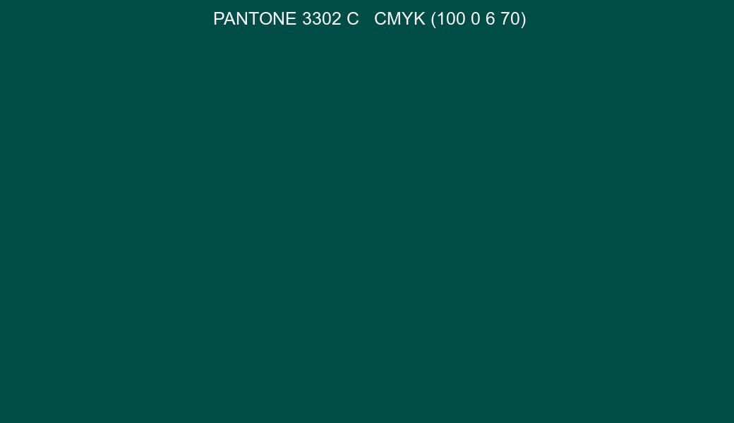 Color PANTONE 3302 C to CMYK (100 0 6 70) converter