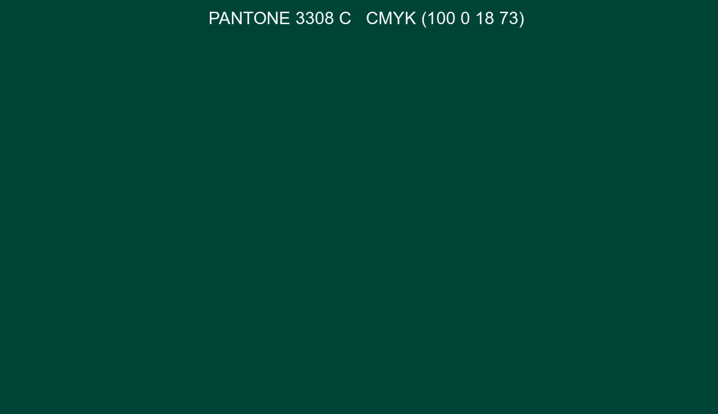 Color PANTONE 3308 C to CMYK (100 0 18 73) converter