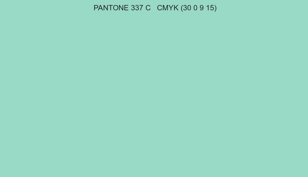 Color PANTONE 337 C to CMYK (30 0 9 15) converter