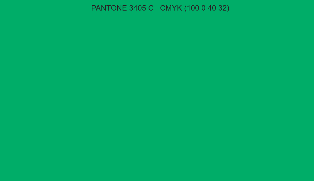 Color PANTONE 3405 C to CMYK (100 0 40 32) converter