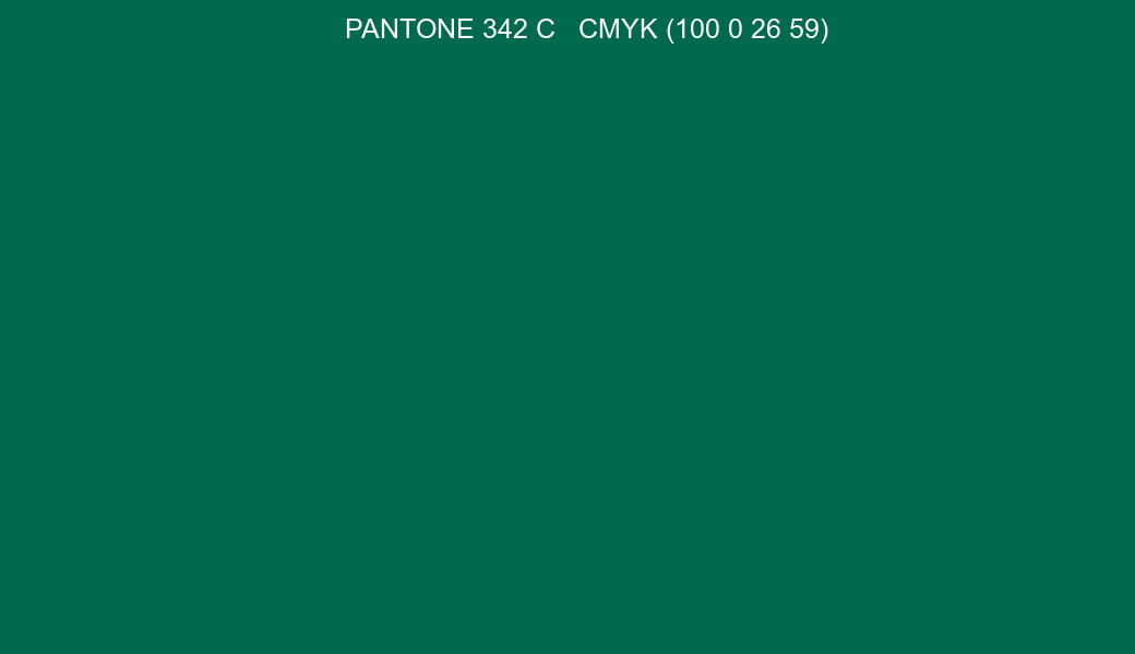 Color PANTONE 342 C to CMYK (100 0 26 59) converter