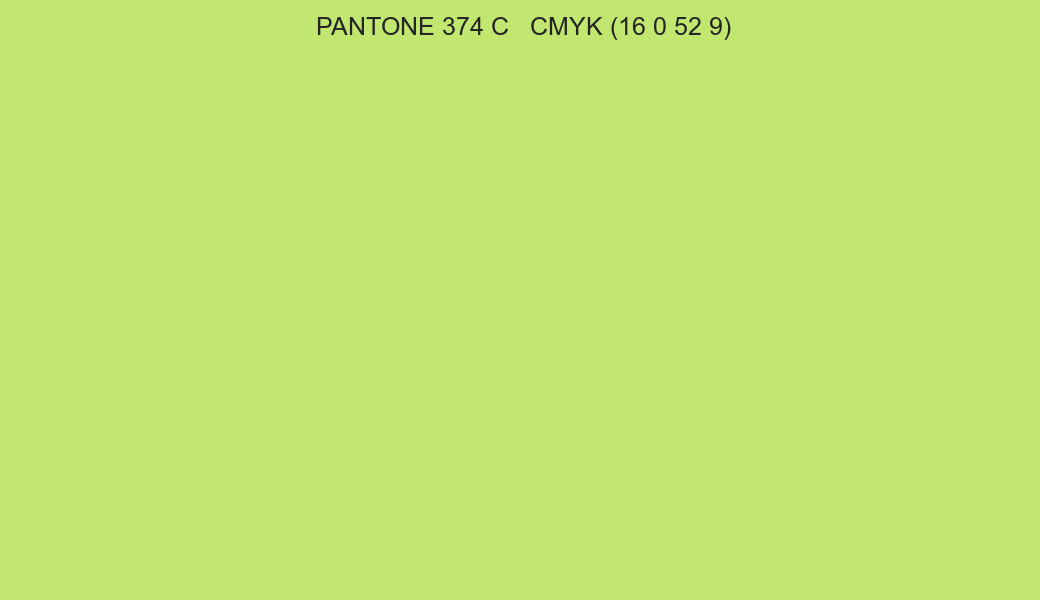 Color PANTONE 374 C to CMYK (16 0 52 9) converter