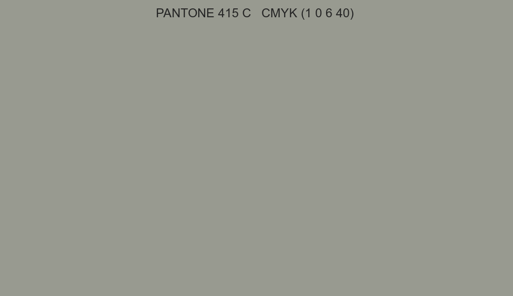 Color PANTONE 415 C to CMYK (1 0 6 40) converter