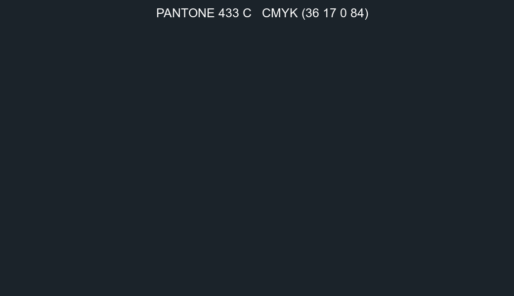 Color PANTONE 433 C to CMYK (36 17 0 84) converter
