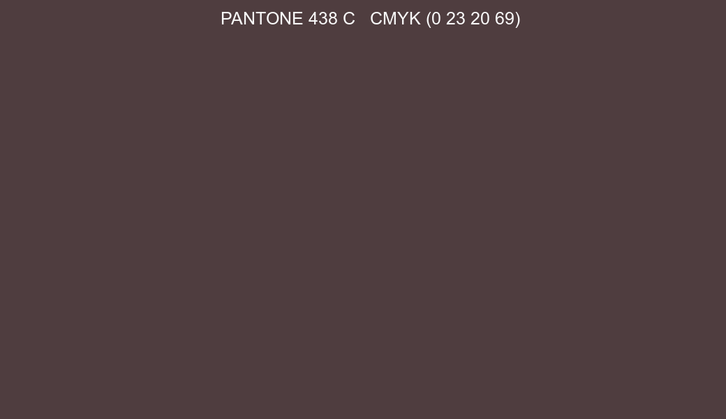 Color PANTONE 438 C to CMYK (0 23 20 69) converter