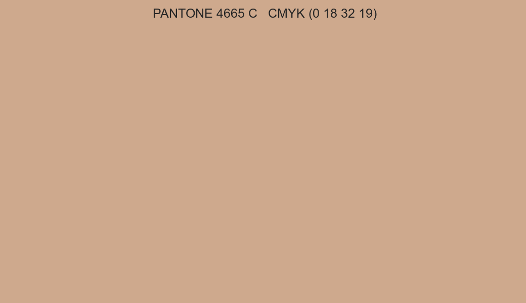 Color PANTONE 4665 C to CMYK (0 18 32 19) converter