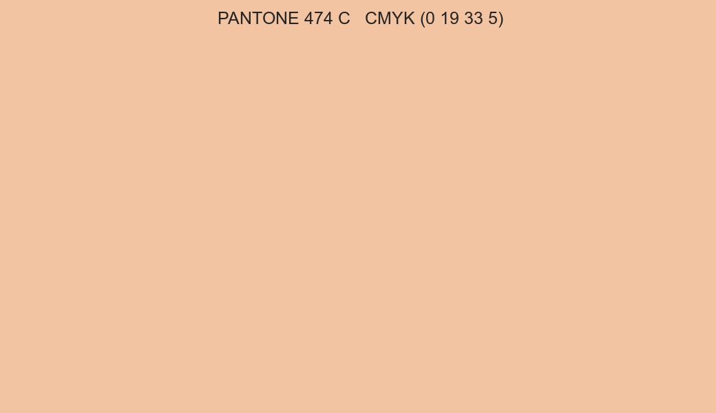 Color PANTONE 474 C to CMYK (0 19 33 5) converter