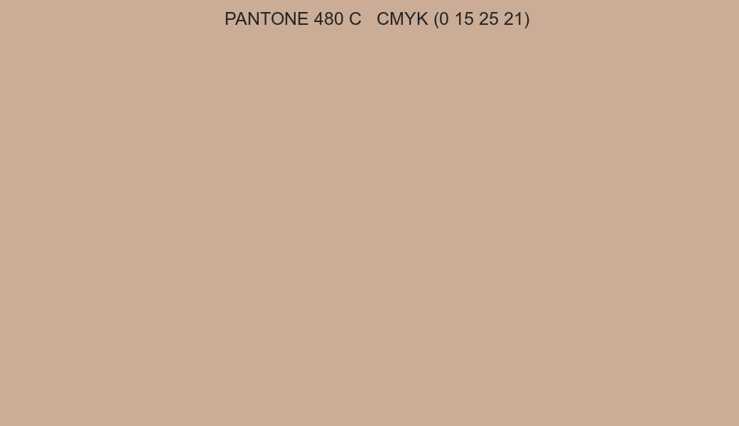 Color PANTONE 480 C to CMYK (0 15 25 21) converter