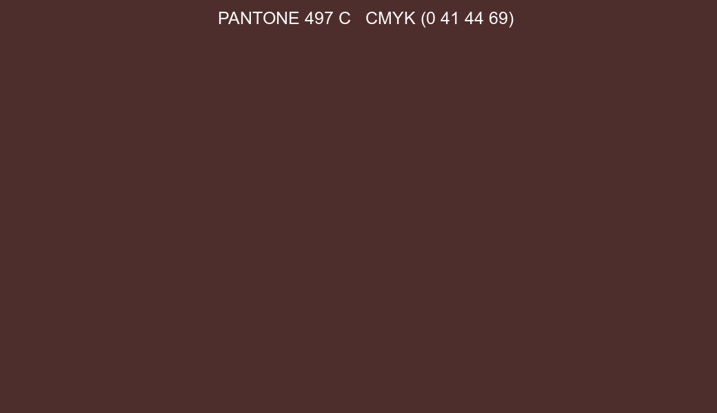 Color PANTONE 497 C to CMYK (0 41 44 69) converter