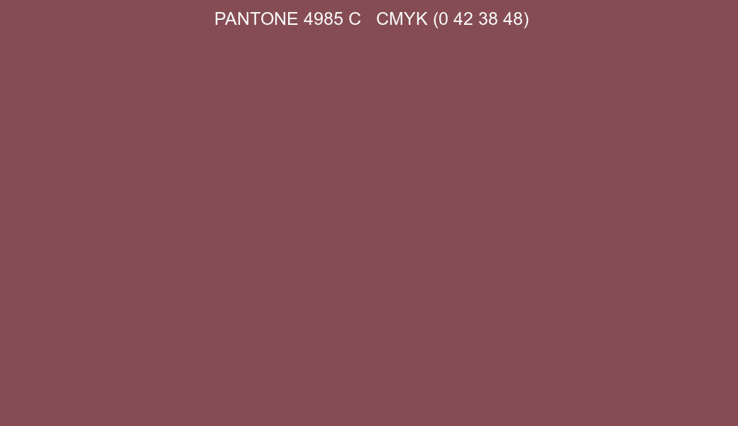 Color PANTONE 4985 C to CMYK (0 42 38 48) converter