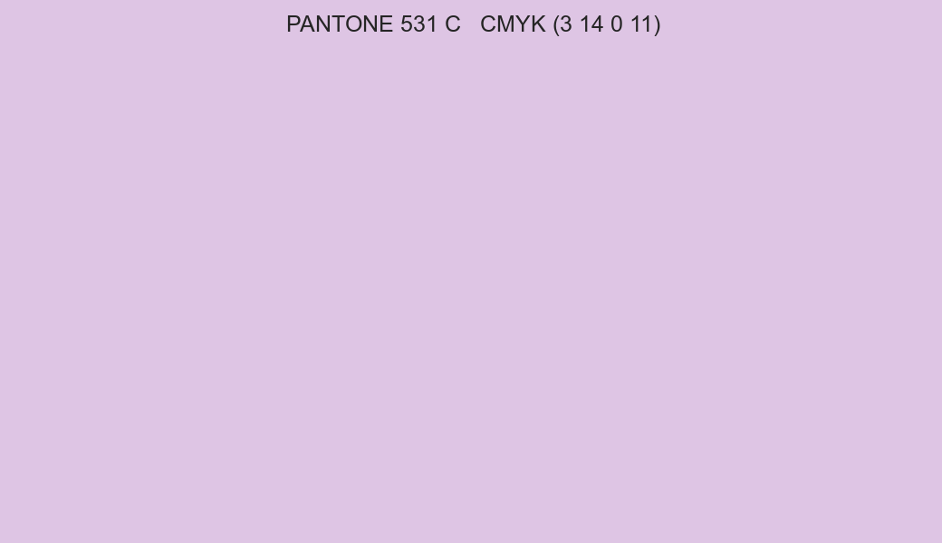 Color PANTONE 531 C to CMYK (3 14 0 11) converter