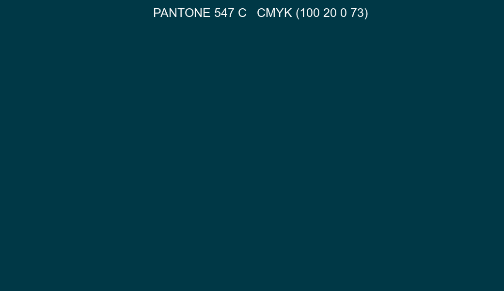 Color PANTONE 547 C to CMYK (100 20 0 73) converter
