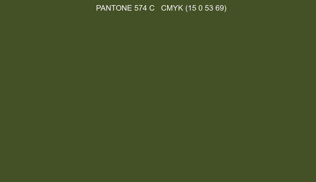 Color PANTONE 574 C to CMYK (15 0 53 69) converter