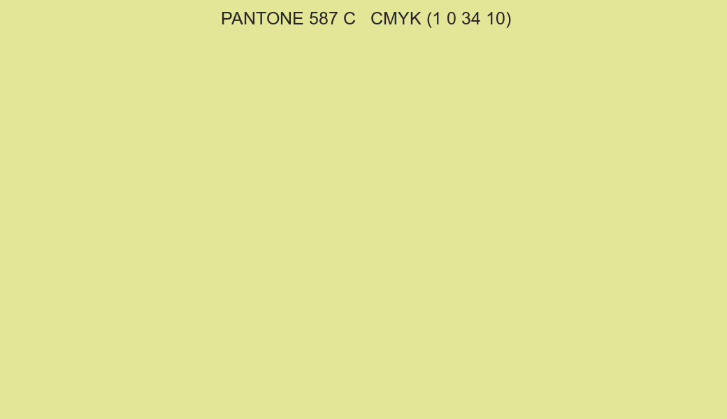 Color PANTONE 587 C to CMYK (1 0 34 10) converter