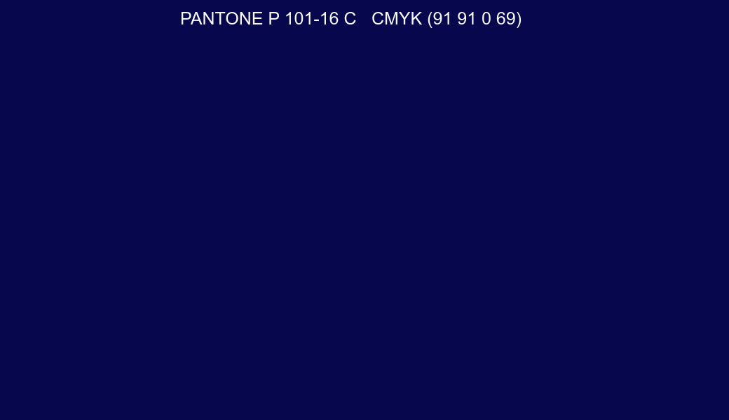 Color PANTONE P 101-16 C to CMYK (91 91 0 69) converter Color PANTONE P 101-16 C to CMYK (91 91 0 69) converter