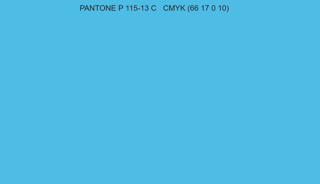 Color PANTONE P 115-13 C to CMYK (66 17 0 10) converter Color PANTONE P 115-13 C to CMYK (66 17 0 10) converter