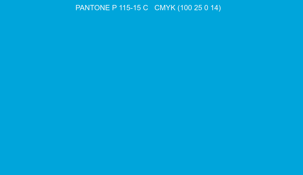 Color PANTONE P 115-15 C to CMYK (100 25 0 14) converter Color PANTONE P 115-15 C to CMYK (100 25 0 14) converter