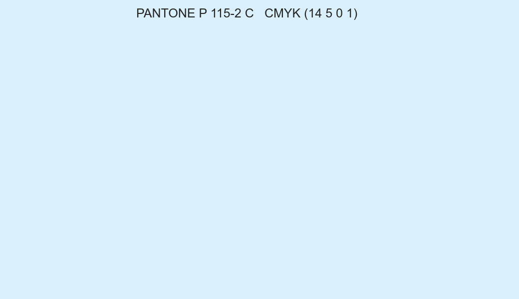 Color PANTONE P 115-2 C to CMYK (14 5 0 1) converter Color PANTONE P 115-2 C to CMYK (14 5 0 1) converter