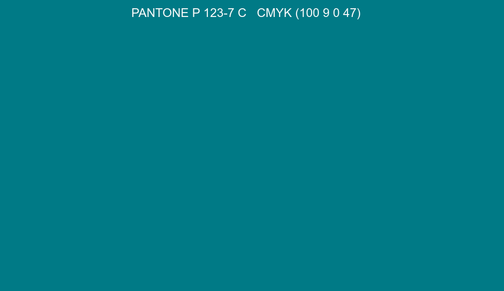 Color PANTONE P 123-7 C to CMYK (100 9 0 47) converter Color PANTONE P 123-7 C to CMYK (100 9 0 47) converter