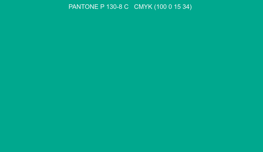 Color PANTONE P 130-8 C to CMYK (100 0 15 34) converter Color PANTONE P 130-8 C to CMYK (100 0 15 34) converter