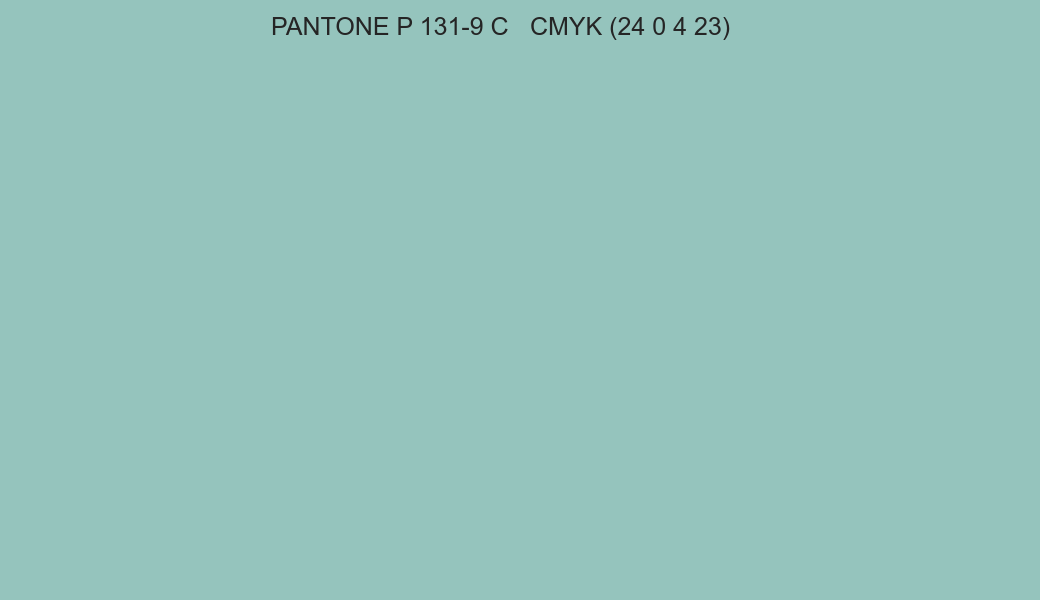 Color PANTONE P 131-9 C to CMYK (24 0 4 23) converter Color PANTONE P 131-9 C to CMYK (24 0 4 23) converter