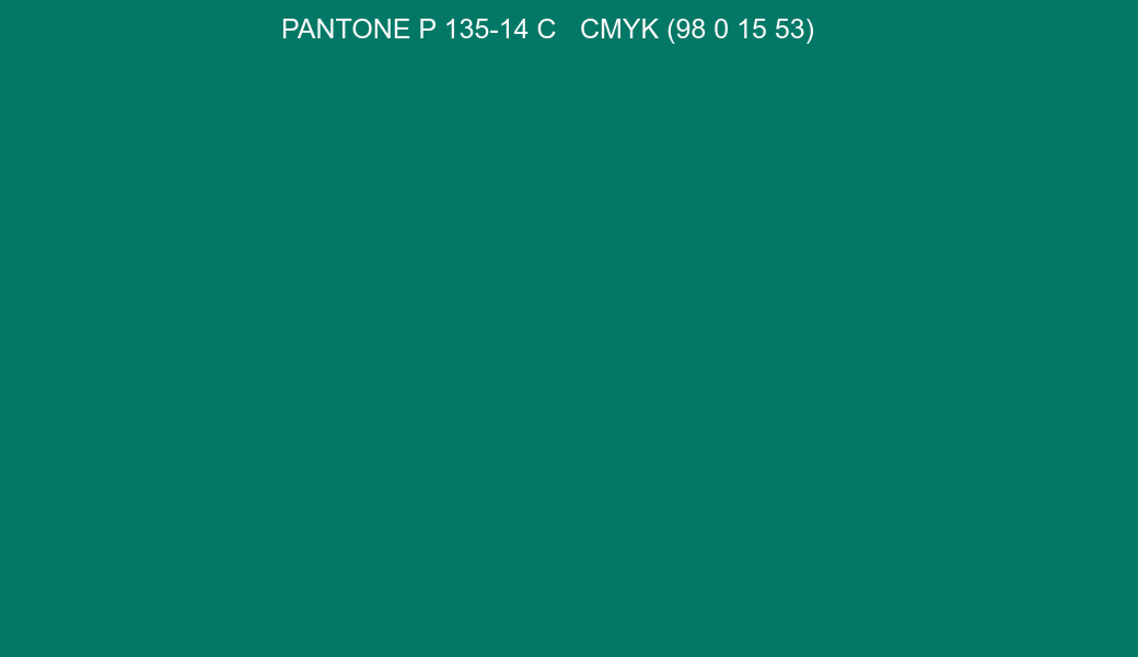 Color PANTONE P 135-14 C to CMYK (98 0 15 53) converter Color PANTONE P 135-14 C to CMYK (98 0 15 53) converter