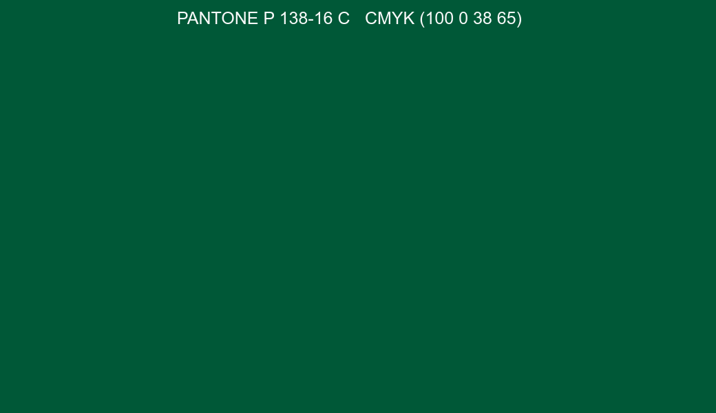 Color PANTONE P 138-16 C to CMYK (100 0 38 65) converter Color PANTONE P 138-16 C to CMYK (100 0 38 65) converter