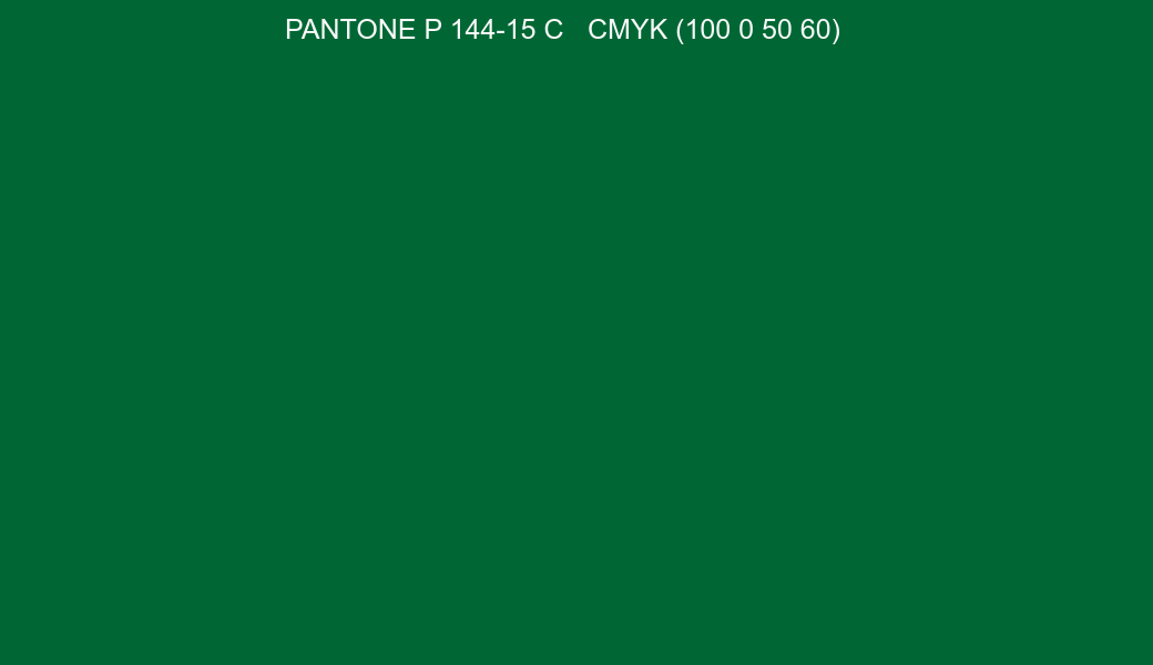 Color PANTONE P 144-15 C to CMYK (100 0 50 60) converter Color PANTONE P 144-15 C to CMYK (100 0 50 60) converter
